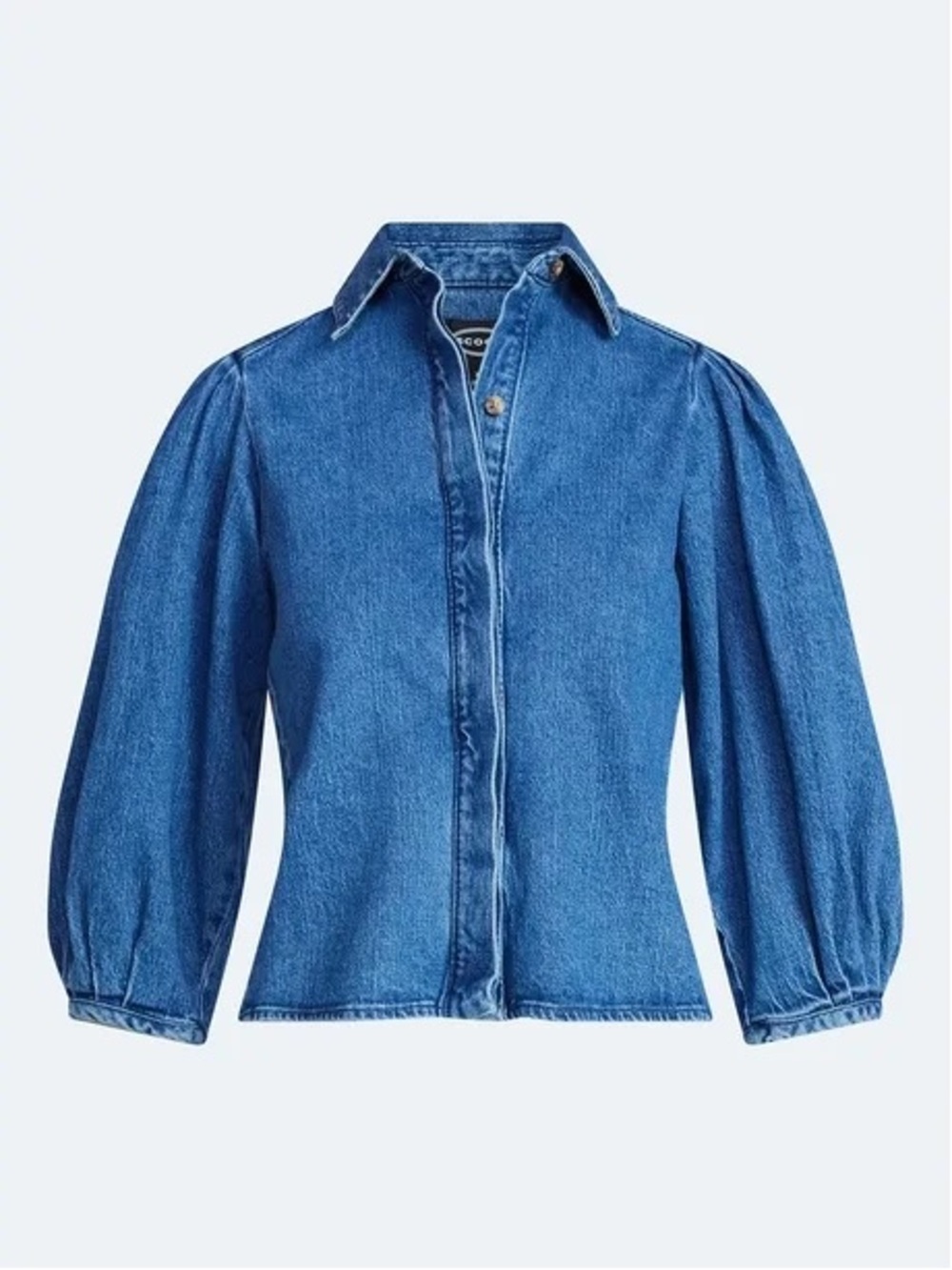 Trending 
Scoop Women’s Denim Shirt with 3/4 Length Puff Sleeves, XL